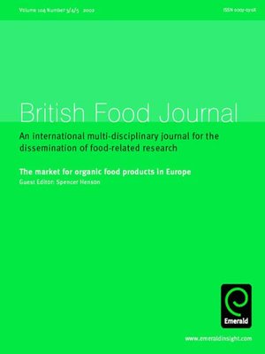 cover image of British Food Journal, Volume 104, Issue 3, 4, 5